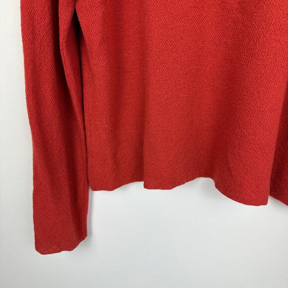 Vintage Eileen Fisher Womens Long Sleeve Italian Yarn Wool Orange Sweater Medium - Picture 7 of 11